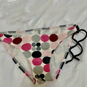 Rampage String Bikini Bottoms M Pink Gray Black